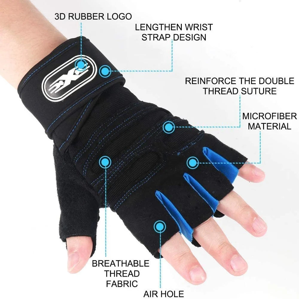 Ultimate Workout Gloves for Men & Women - Half Finger Design with Wrist Wrap for Weight Lifting, Cycling, and Gym Training