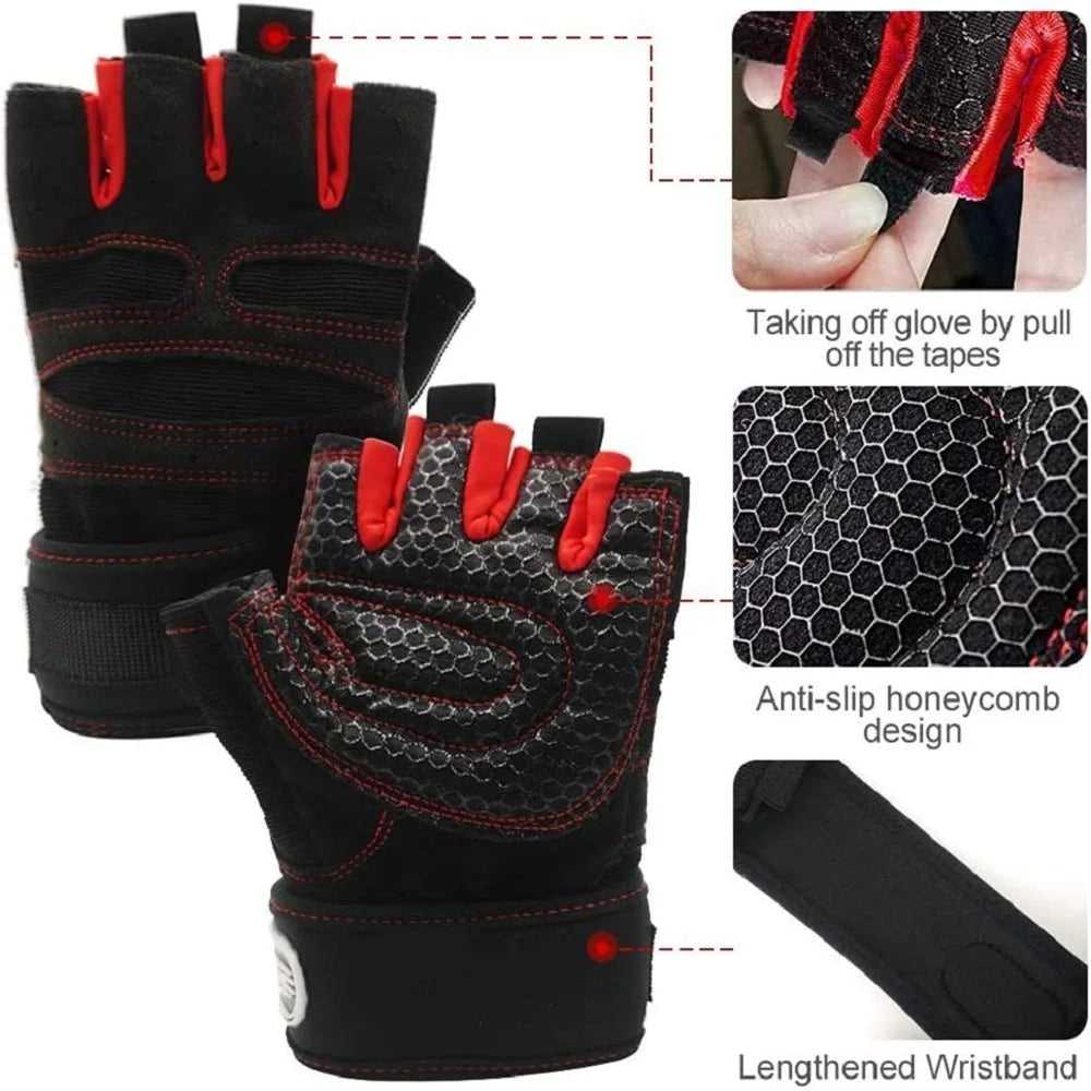 Ultimate Workout Gloves for Men & Women - Half Finger Design with Wrist Wrap for Weight Lifting, Cycling, and Gym Training